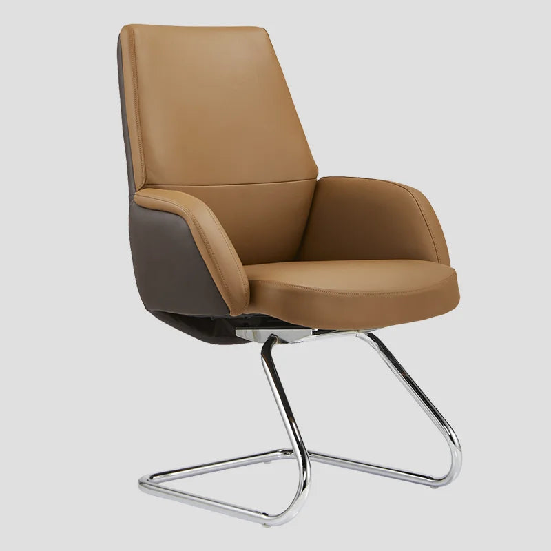 Custom Factory Executive Brown Guest Visitor Conference Chairs Pu Leather Meeting Room Office Chair