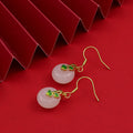 Chinese Style Classical Female Inlaid White Gemstone Imitation Jade Earrings Personality Pendant Earrings Hook Earrings