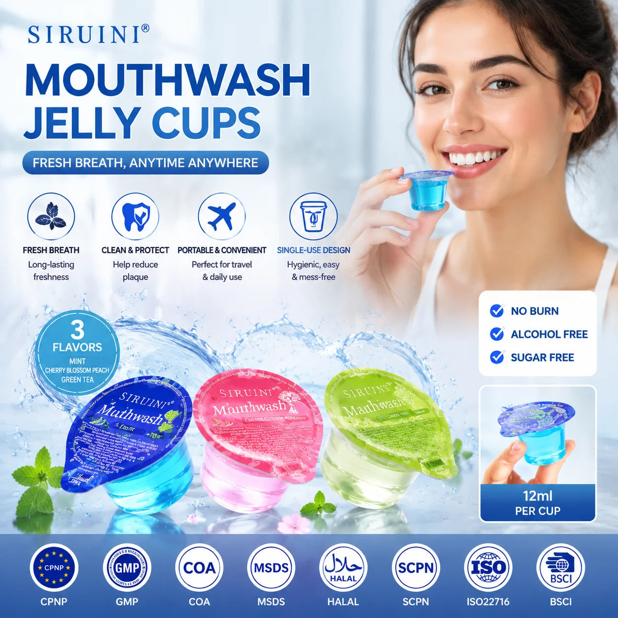 Whitening Mint-Flavor-Mouthwash Customized Mouthwash Total Care Anticavity Kids Mouthwash
