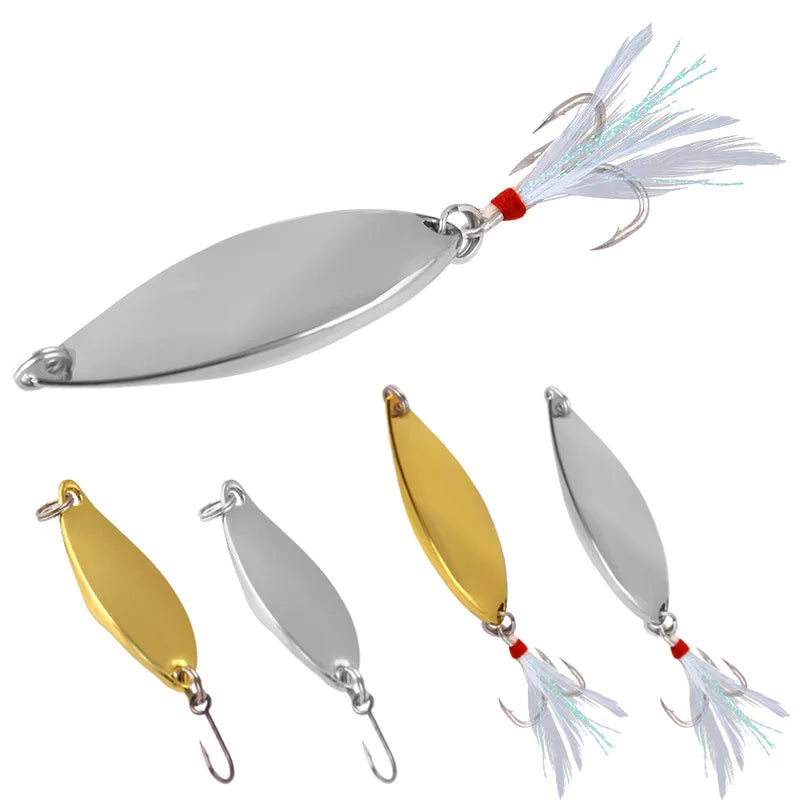 Metal Far Throwing Sinking Fishing Lures Iron Sheet Viper Leech White Striped Luya Lures Sequin