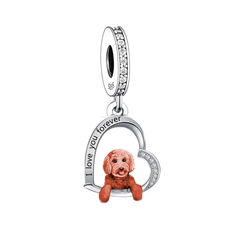 Fit Original Brand Charm Bracelet 925 Sterling Silver I Love You Forever Labrador Dog Bead for Women Memorial Jewelry Making