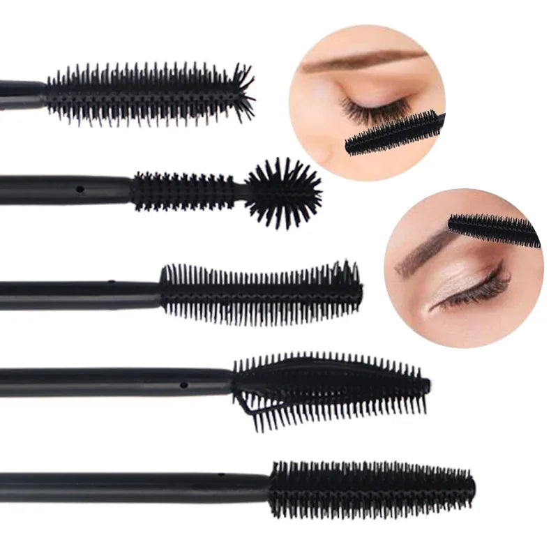 Wholesale 50 Pieces/Bag Disposable Mascara Wand Eyelash Brush Lash Cleansing Makeup Brushes Silicone Material