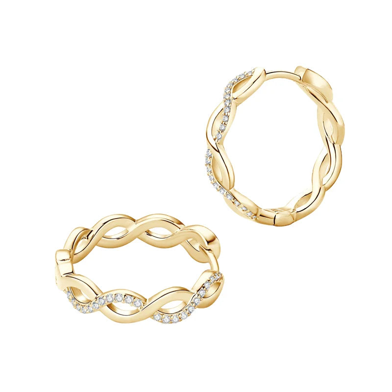 BOCAI Best-Selling S925 Sterling Silver Women's Earrings Advanced Personalized Design Fried Dough Twists Ins Style Moissanite