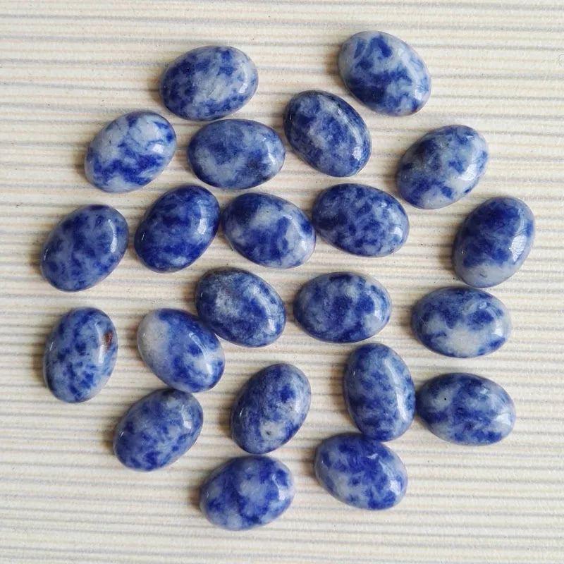 DIY gemstone and semi precious stone 13*18mm oval blue spot stone  cabochons for jewelry Crafts