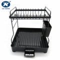 Stainless Steel Kitchenware Full Black Two Tier Dish Drying Drainer Rack