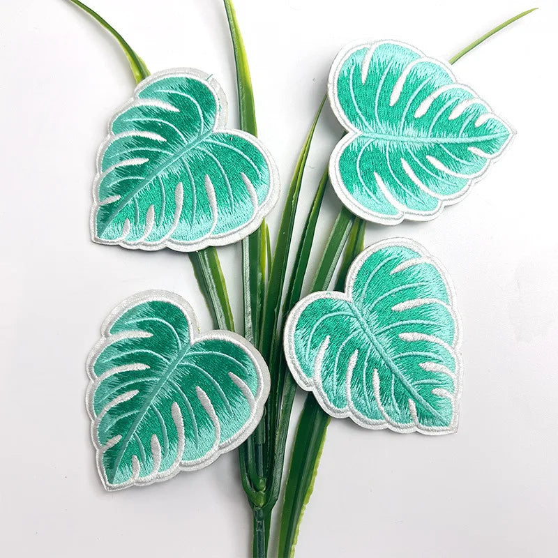 Self Sticker Exquisite Embroidery Lifelike Leaf Patch for Decoration