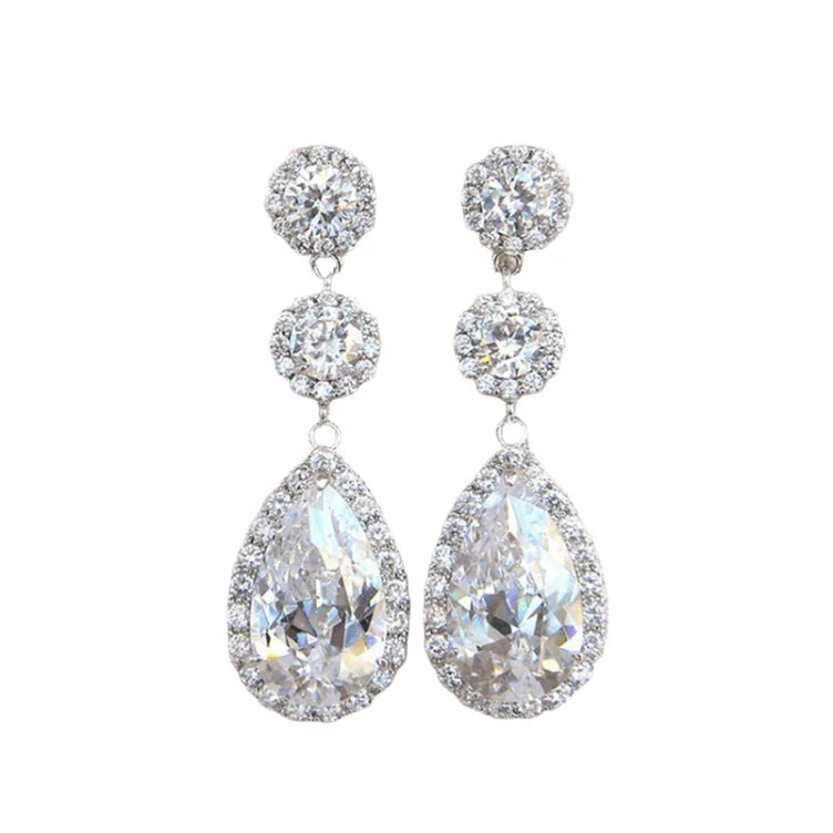 Custom Bridal Crystal Elegant Fashion Fine Jewelry Wedding Earring Women Super Flash Bride Wedding Earrings Women