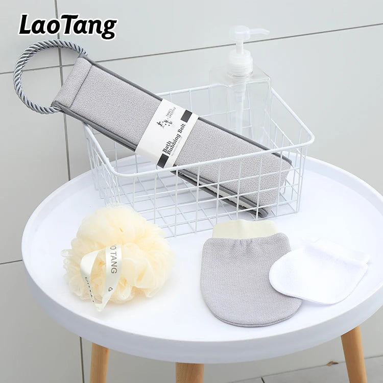 Laotang Easy to Clean 100% Viscose Material Exfoliating Back Scrubber Belt Body Brush for Back Scrubbering Bath