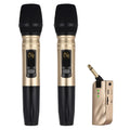 UHF Dual Frequency Wireless Handheld Microphone Mic System (1 Receiver + 2 Microphones) for Karaoke Business Meeting Speech Home