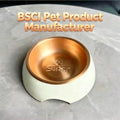 Heavy Plastic Pet Round Bowl Base and  Stainless Steel Bowl Set Dog Cat Feeder With Super Design Logo