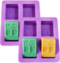 4-Cavity Rectangle Tree of Life Silicone Soap Bar Molds Tree Shaped Square Soap Mold Custom Logo Chocolate Cake Molding Soap