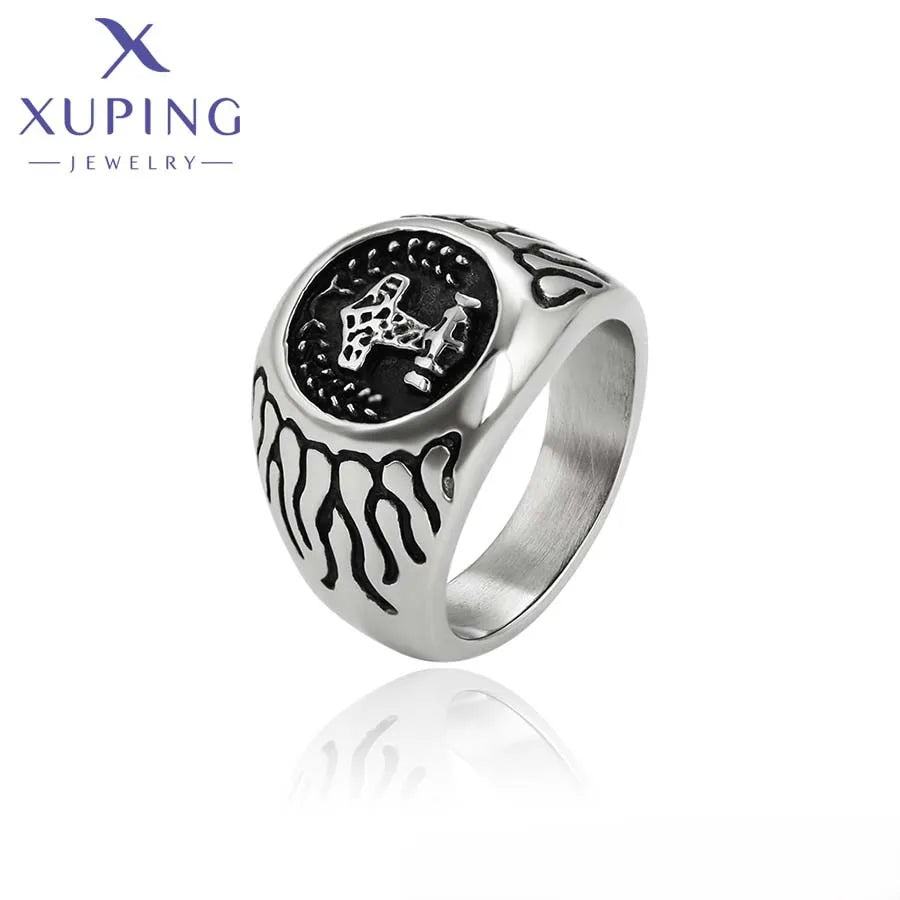 15807 XUPING JEWELRY Black Gun Color Trendy Wholesale Stainless Steel Men Fashion Fine Jewelry Ring