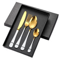 Luxury Cutlery 4pcs Stainless Steel Knife and Fork Set Gold Flatware Set for Wedding