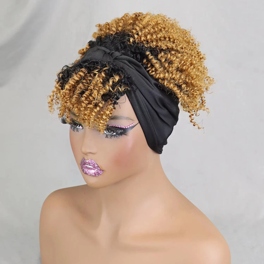 Wholesale Headband Wigs Afro Kinky Curls Brazilian Remy Human Hair Color 1B30 Wigs Machine Made Wigs