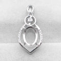 Sterling Silver 8*11mm Semi Mount Pendant Empty Frame Blank Support Setting S925 Base Holder Without Center Stone for DIY Inlay