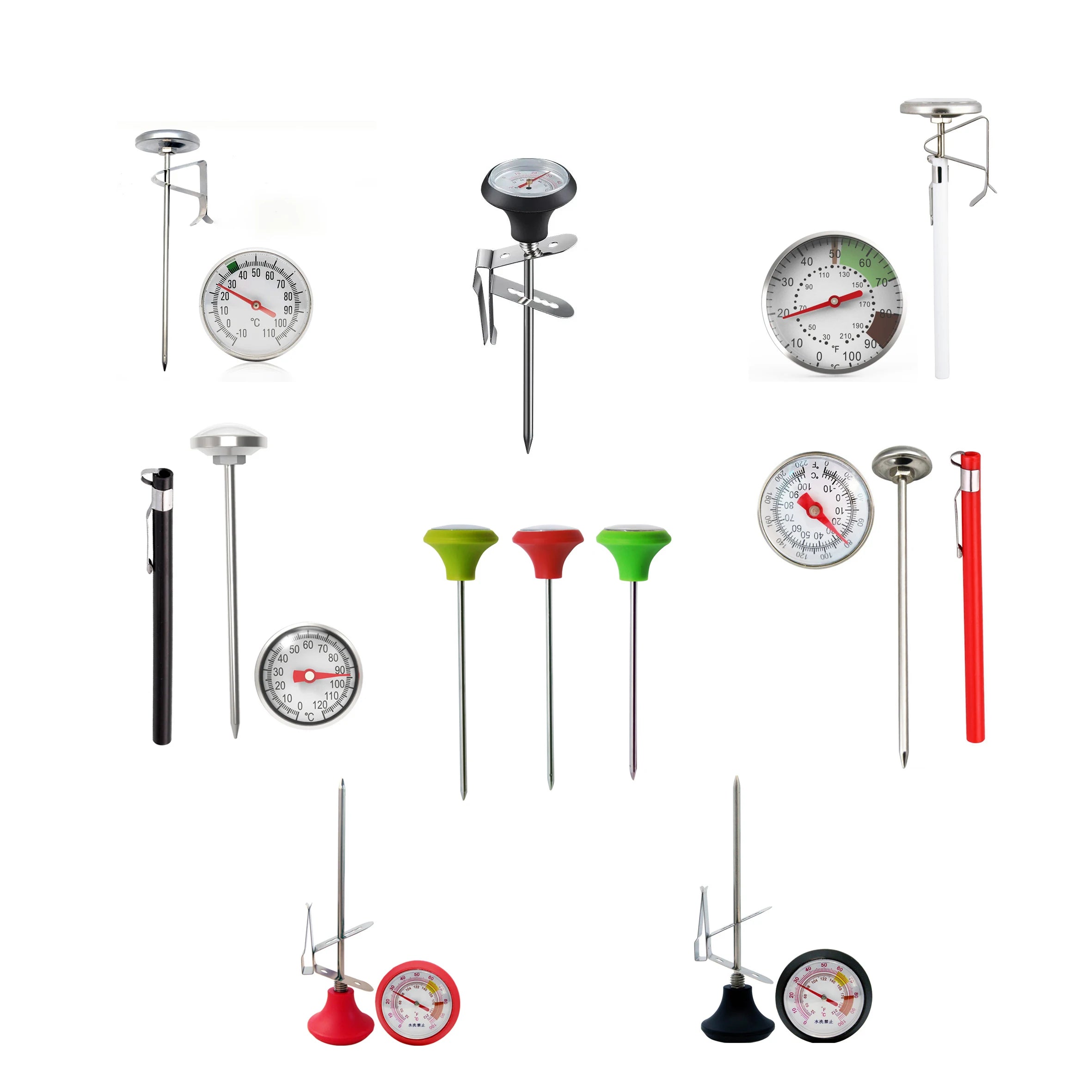 Probe Type Stainless Steel Stem Kitchen Dial Food Baking Milk Coffee Thermometer for Drinks