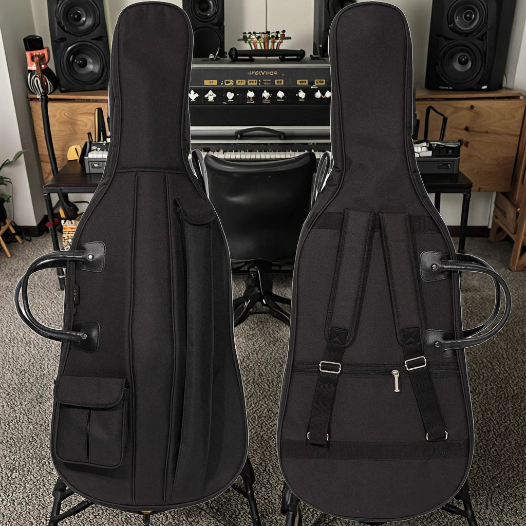 4/4 Full Size Cello Soft Case Waterproof Anti-Theft RFID Multiple Pockets Adjustable Backpack Straps for Travel Gig Bagging