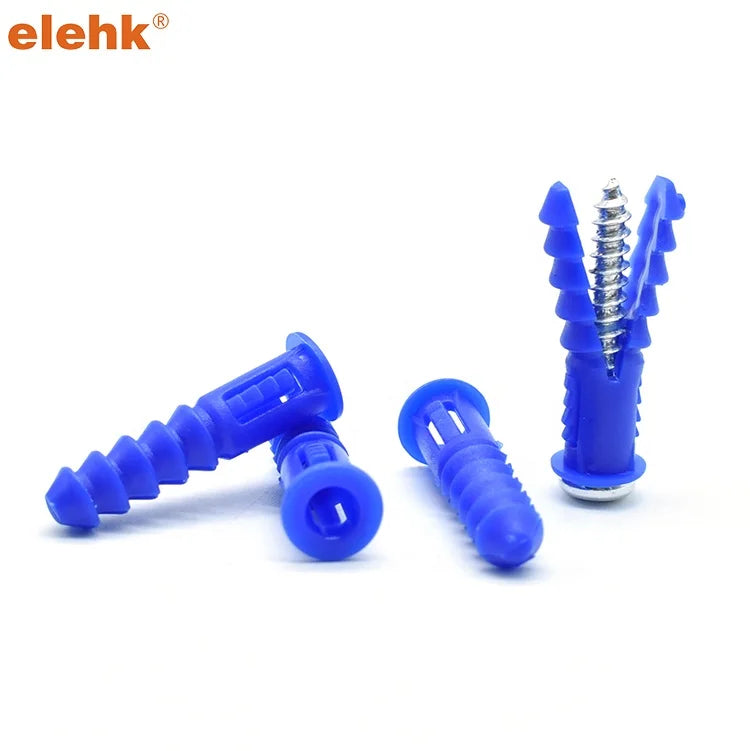 ELEHK Excellent Plastic Drywall Wall Anchors Kit with Screwsand Ribbed Anchors Assortment Screws Kit