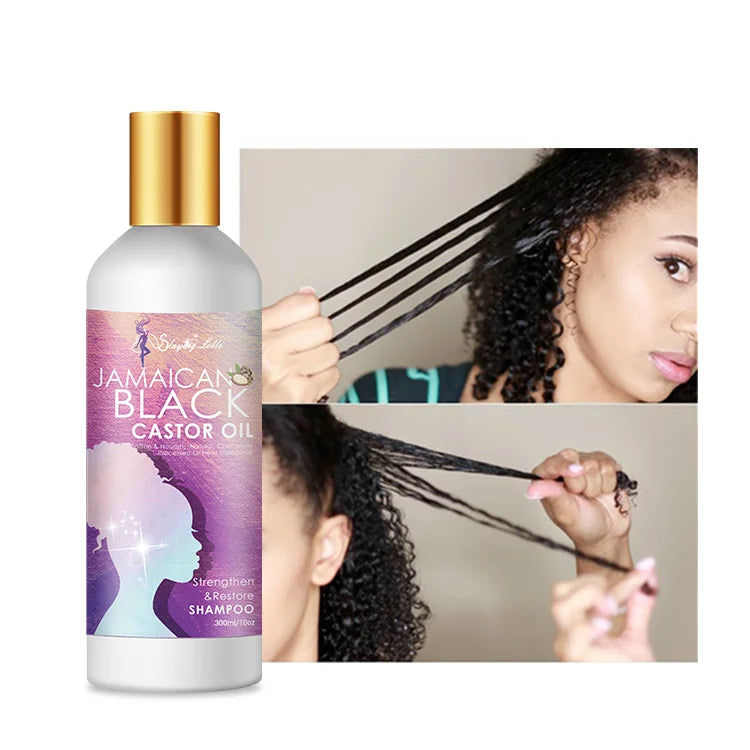 Sulfate Free Shea Butter Black Jamaican Castor Oil Shampoo Repair Moisturize Grow Healthy Hair for Damaged Dry Curly Frizzy
