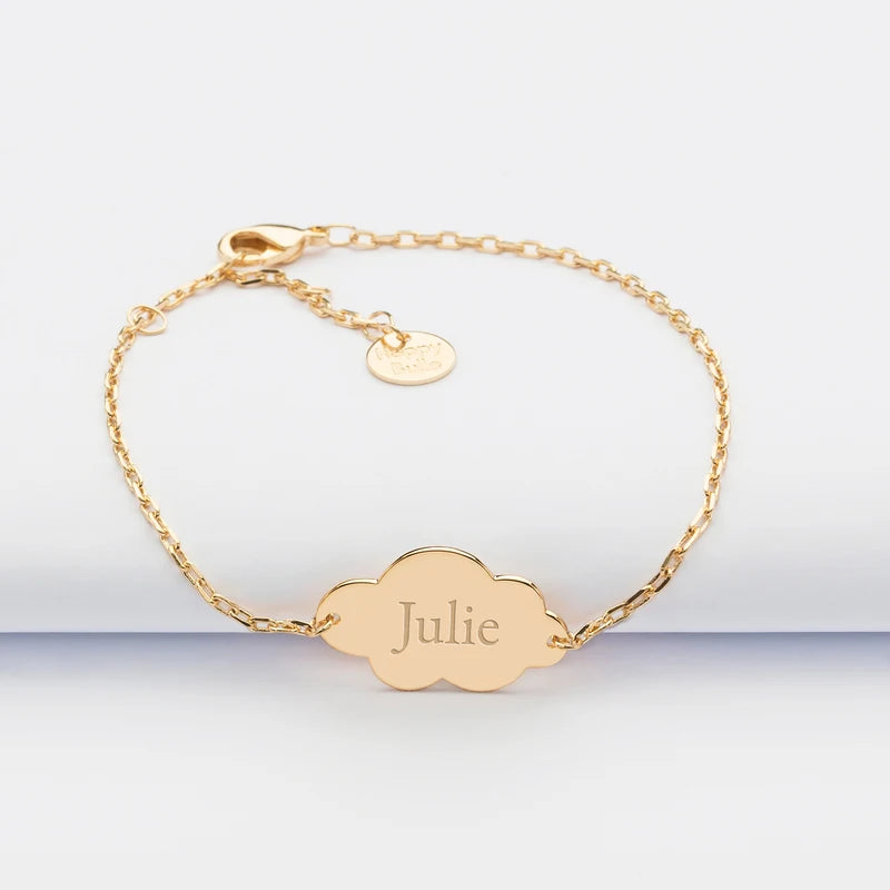 925 Sterling Silver Personalized Name Bracelet Cloud Shape Cute Bracelet Personalized Bracelets Jewelry for Children