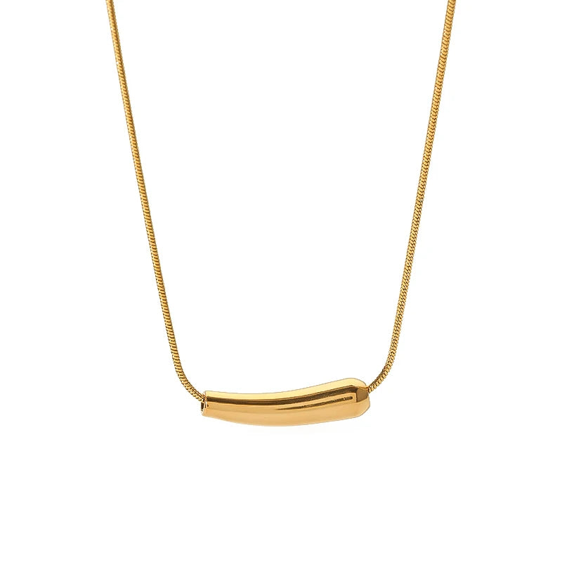 Hot Selling 316L Stainless Steel Small Eggplant Pepper Pendant Necklace Snake Bone Chain 18K Gold Plated