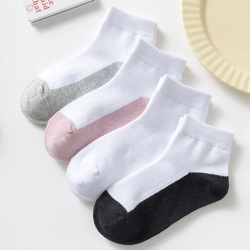 Spring and Autumn Dirty Resistant Children Socks Cotton Short Ankle Socks Black White Students Kids Socks