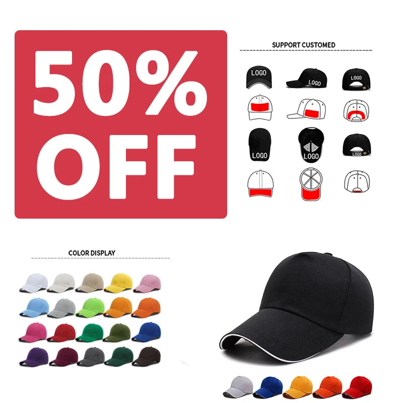 50% off Promotional 5 Panel  Polyester Spandex Brand Sports Cap Men Women Plain Baseball Cap
