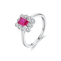 Vintage Fine Engagement Wedding Rings Sterling Silver 925 Jewelry Accessories Simulation Ruby Red square Ring