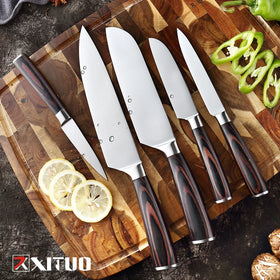 Kitchen Knife Stainless Steel Paring Utility Santoku Chef Sliced Fruit Knife Bread Knives Japanese Wooden Tool Gift Logo Box