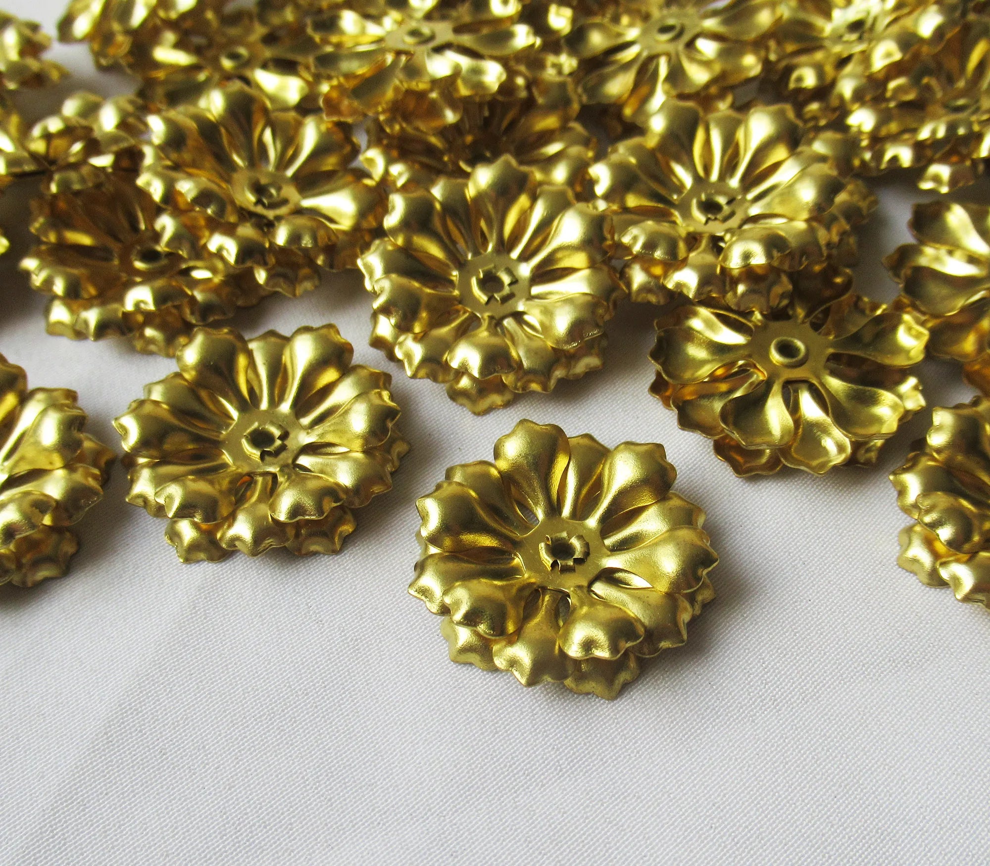 Assembled Flower 24mm 1mm Hole 3 Layers Brass Finding Supplies DIY Crafts