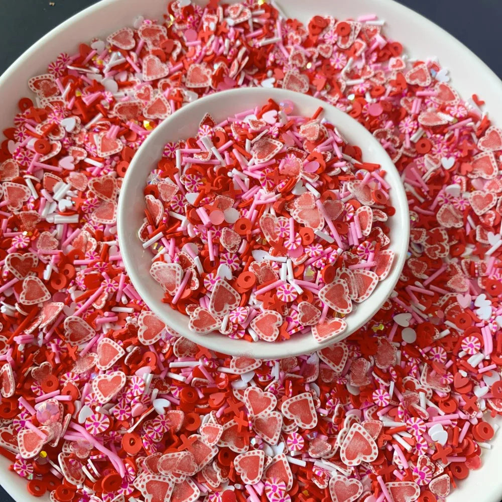 Red Heart Mini 5mm DIY Slime Fillers Accessories Festive Craft Projects With Polymer Clay Mix Home Decor