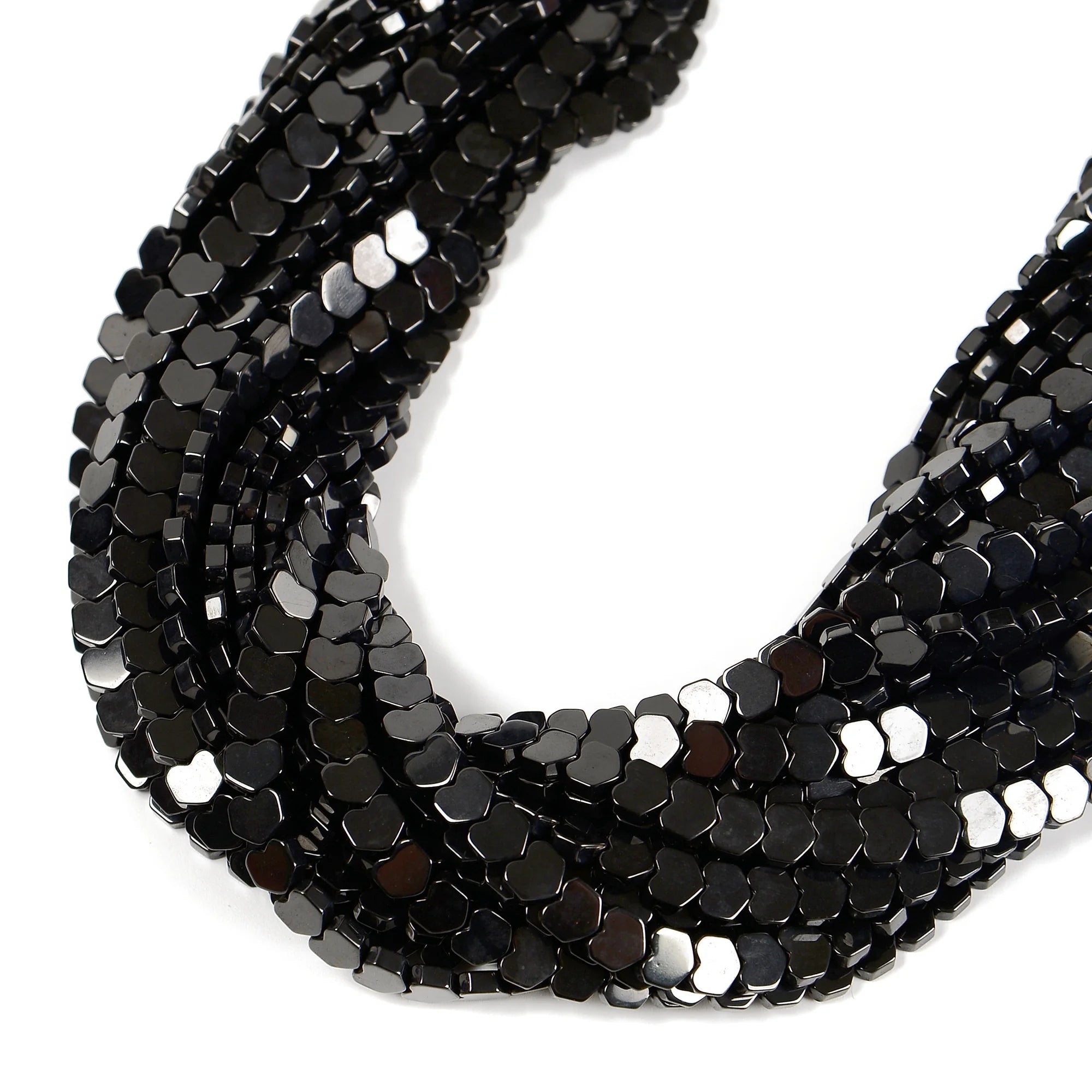 Newest Product 3x4mm 5x6mm Heart Shape Stone Beads Hematite Titanium Black Bracelet Hematite Beads Jewelry Making