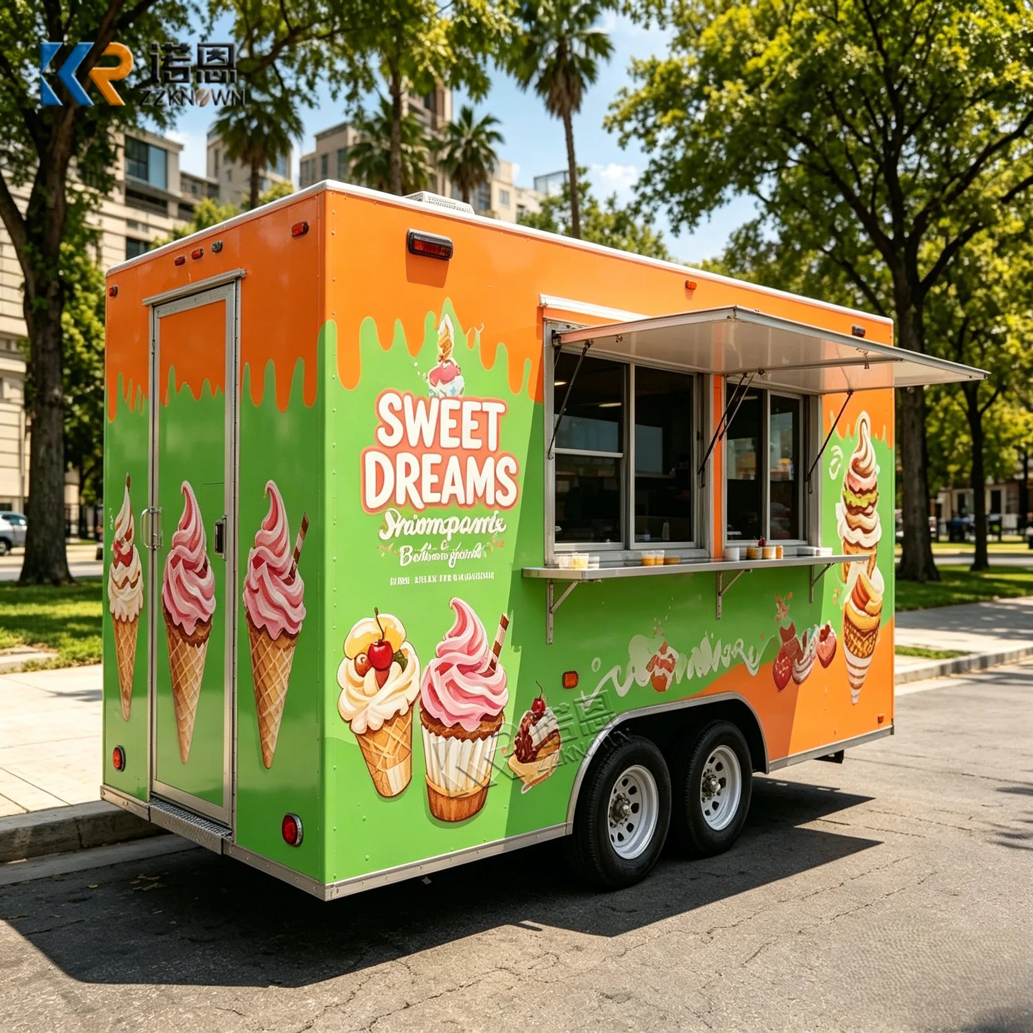 CE DOT VIN Approved Fiberglass Food Trailer Turnkey Kitchen Candy Pizza BBQ Hot Dog Cart Street Food Truck Concession Trailer