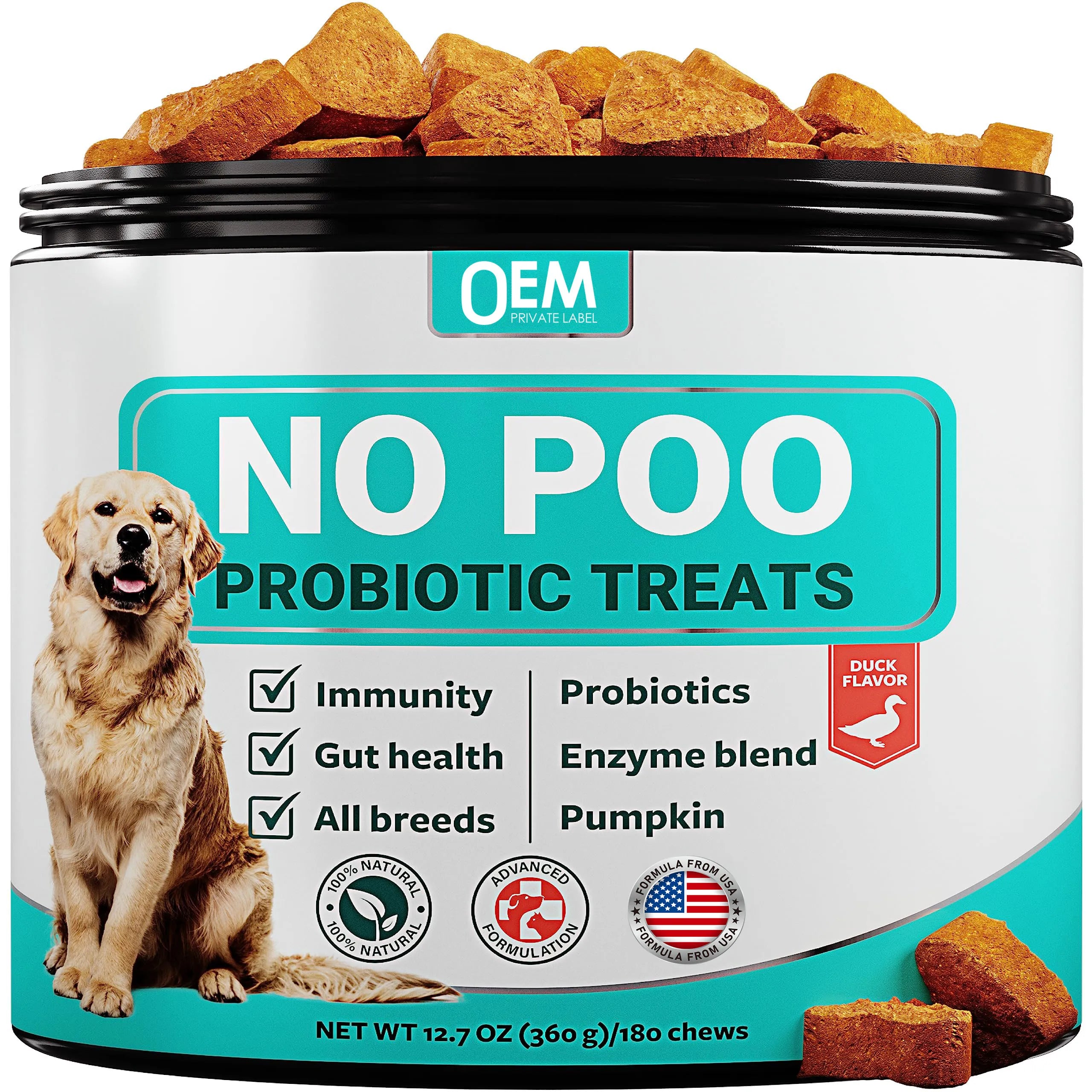 EM Private Label Chewable Pet Supplements Probiotics for Dogs and Cats Digestive Health and Seasonal Allergies Support