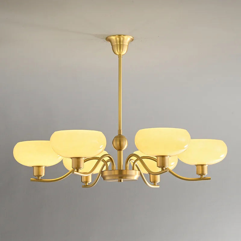 Factory New Art Glass Chandelier Persimmon Dome Lampshade Copper Hanging Light for Dining Room Pendant Lights