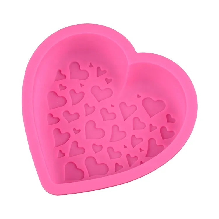 Junjin Heart-shaped Eco-Friendly Silicone Cake Mold-DIY Baking Mould for Chocolate and Soap Decoration in Pink & Blue