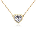Bezel Set Heart Shape 1Carat Moissanite Diamond Solitaire Necklace 14K Yellow Gold with Box Chain Gold Women Necklace