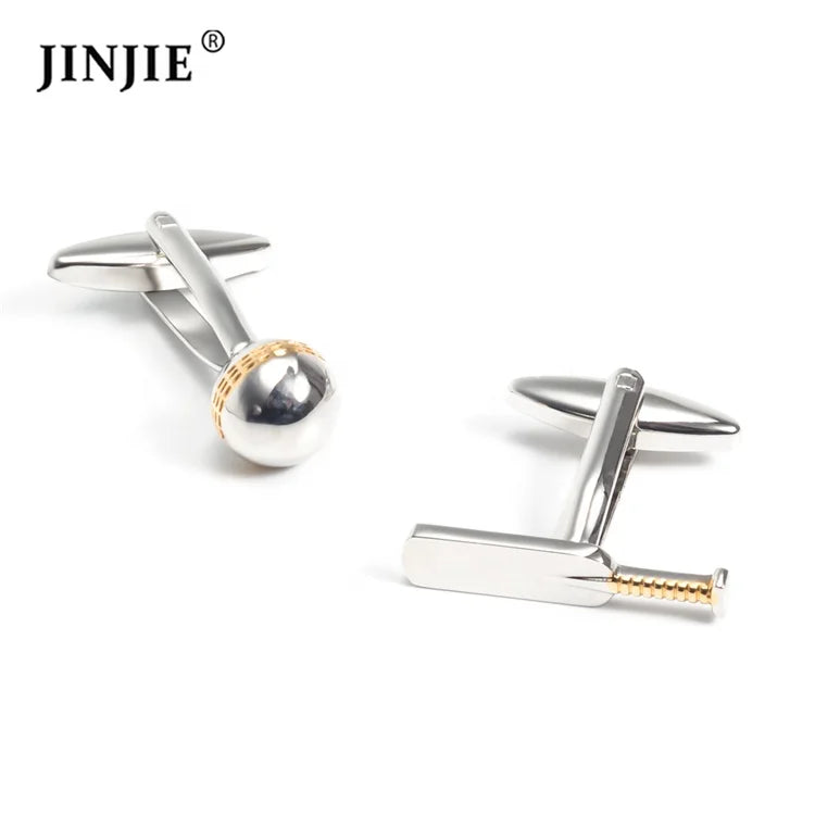 Hot Selling Gentleman Novelty Silver and Gold Cricket Ball Sport Cufflinks for Men Shirt