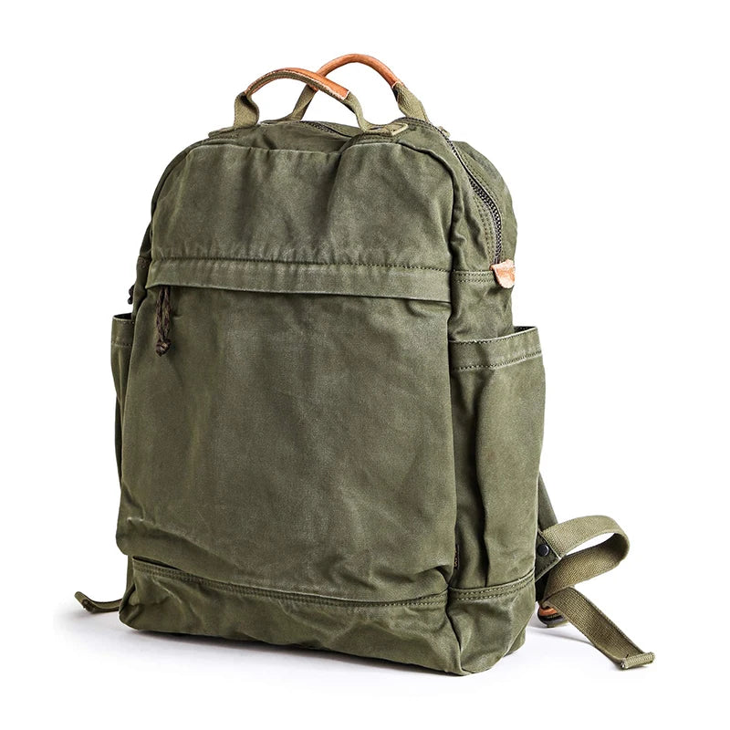Canvas Vintage Style Outdoor Travel Bag Men's Casual Daypack Cloth Zippered Rucksack Backpack