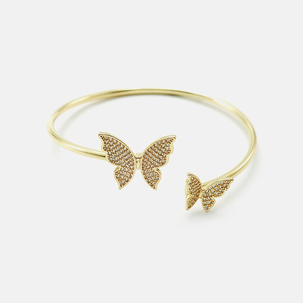 IVIAPRO Jewelry on Sale Brass with 18K Gold Plated CZ Butterfly Bangles for Girls