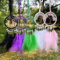 Natural Crystal Car Hanger Feather Dream Catcher Wind Chime Tree of Life Sun Catcher for Decoration