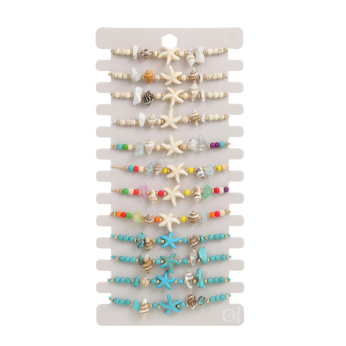 JC New Hawaiian Style Turquoise Starfish Conch Woven Bracelet Summer Beach Style Surf Bracelet