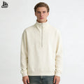 Custom Funnel Neck Plain White Blank Half Zip Sweatshirt for Men