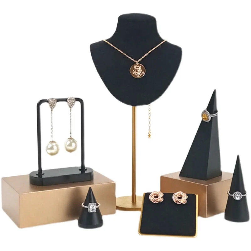Free Combination Black Style Jewelry Display Props Metal Cone Ring Holder Pendant Earrings Jewelry Stand