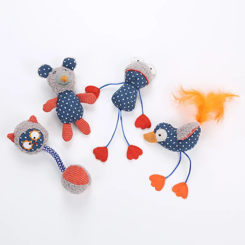Plush cat Toys RunpIin W463 Plush Animal Cat Toy  Birdie Bear Pet Chew Toy Teeth Grinding & Cleaning Pet Supplies