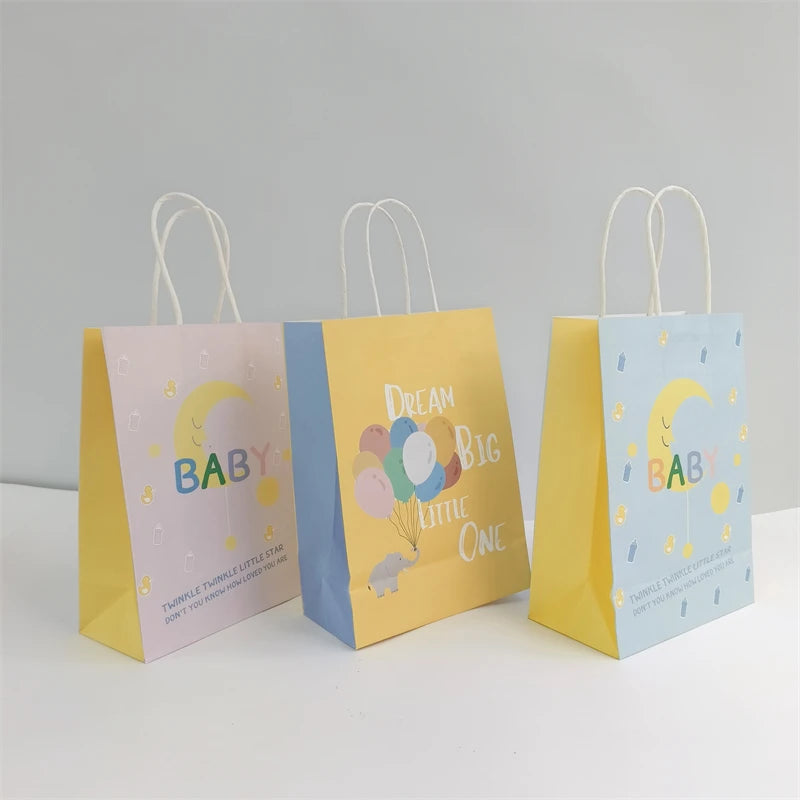 KUAIMA 22*11*27cm Wholesale Custom Print Logo Luxury Candy Boxes Treat Favor Gift Paper Bags for Baby Shower