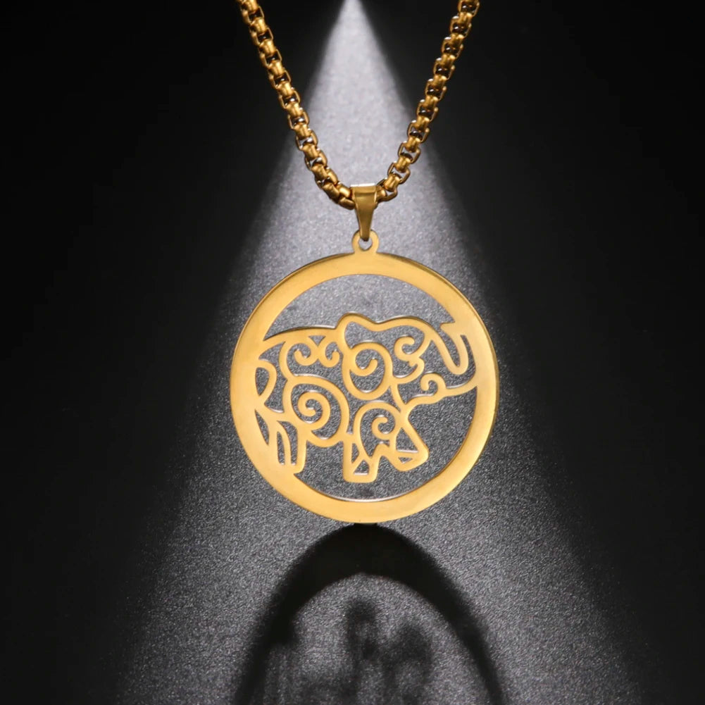 Hot Sale Cute Hollow Out Design 14k 18K Gold Elephant Pendant Charm Necklace for Woman Men