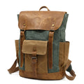 Multifunctional Waterproof Waxed Canvas Cotton Crazy Horse Leather Rucksack Travel Backpack Vintage Customized Oem Unisex Zipper
