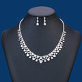Platinum-Plated Bridal Fine Jewelry Set for Women Zircon Necklace & Copper Accessories for Weddings Parties Anniversaries