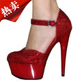 NewCrystal stiletto Full Dress Models 15 cm Nightclub  red pole dance high heels queen Party Fashion platform dance shoes Women